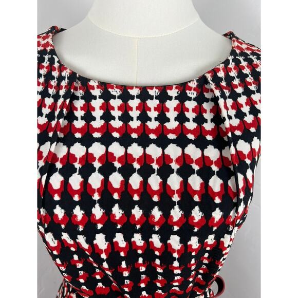 RETRO-STYLE RED WHITE AND BLACK MIDI KNIT DRESS (Women Size: 6) - Picture 3 of 15